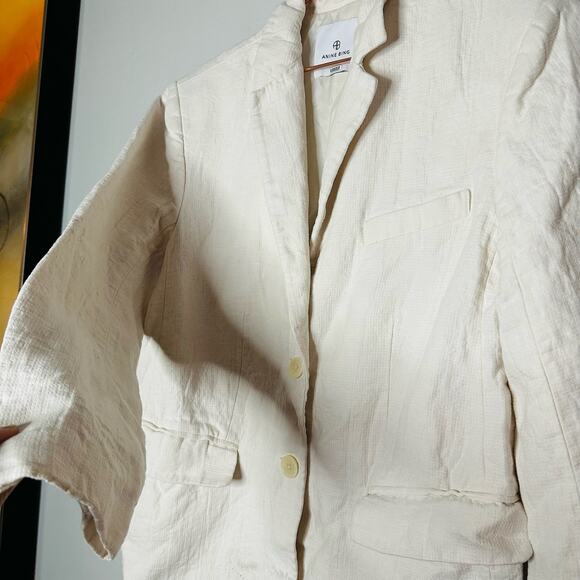 ANNIE BING Eggshell White Classic Oversized Linen Double Button Blazer Size S - Picture 9 of 13